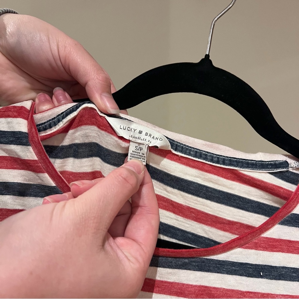 Lucky Brand Red White and Blue Striped Top - Picture 2 of 6